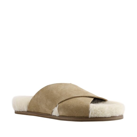 NWT Marc Fisher LTD Womens Canna Shearling Slide Slippers Beige - Picture 7 of 7